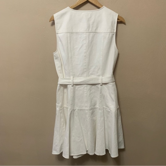 Shoshanna Anya Sleeveless Flounce Cotton Belted Mini Dress White Size 12 NWT New - Picture 10 of 16